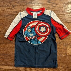 Captain America  swim rash guard. Kids Size 5/6 new without tags